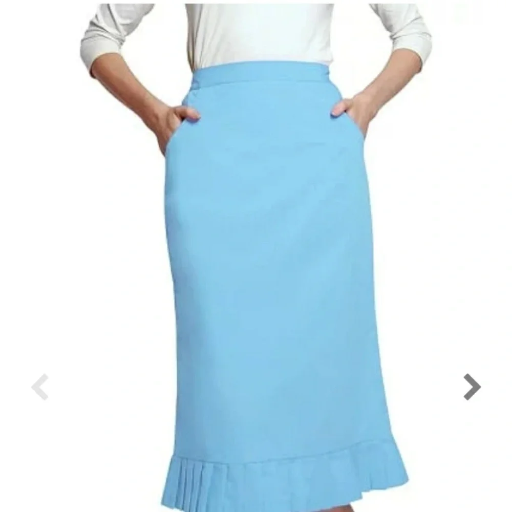 Adar Blue Modest Pleated Hem Women's Uniform Work Nursing Scrub Skirt Size 18